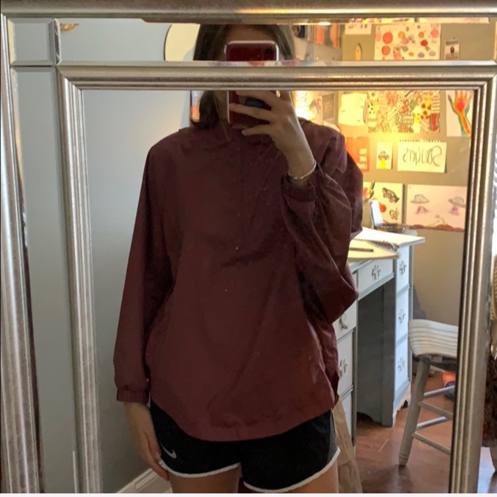 maroon north face poncho